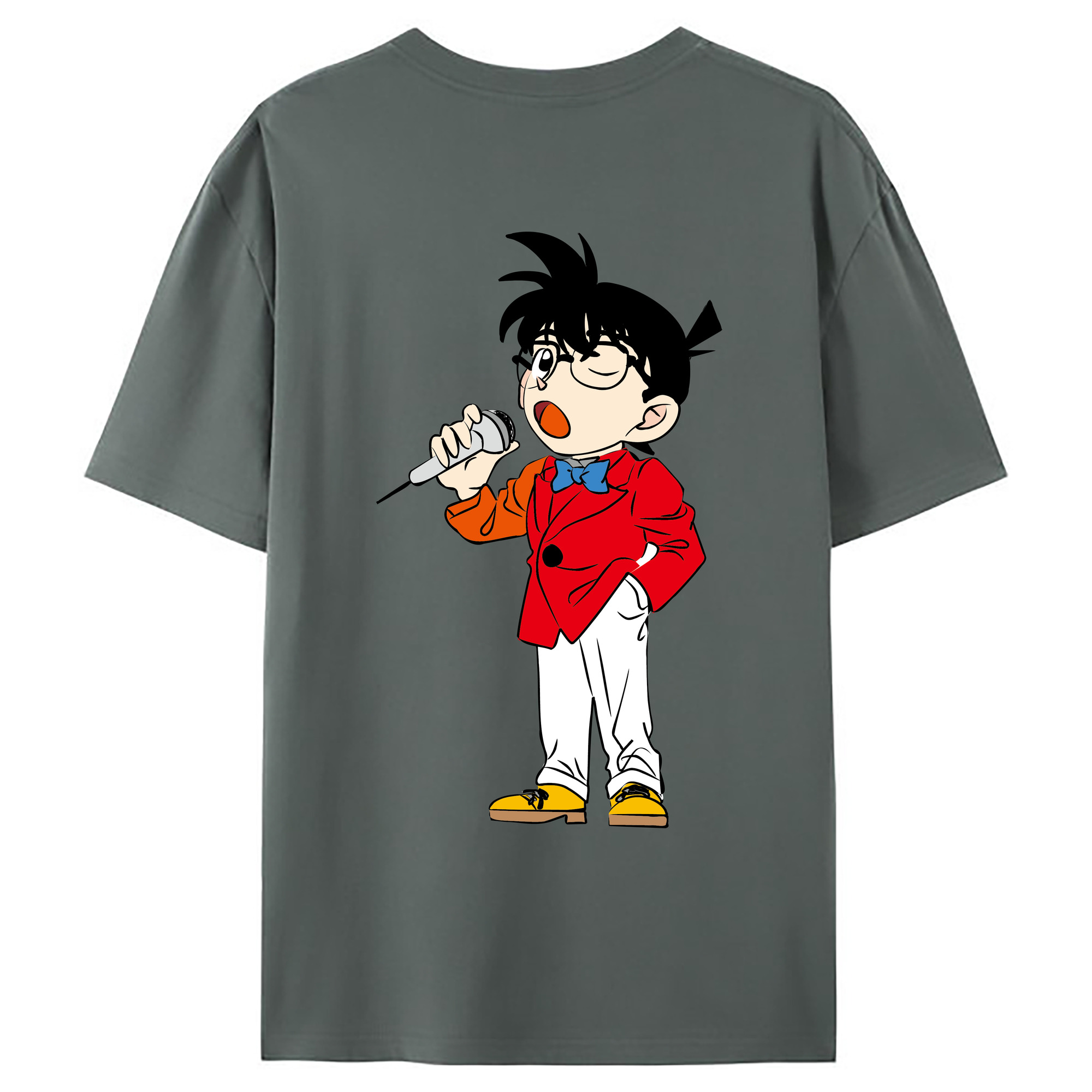 （画像用） 名探偵コナン 江戸川 コナン Detective Conan Conan Edogawa 綿100％ メンズ半袖Tシャツ（バックプリント） 通気性